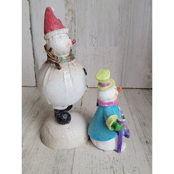 Snowman glitter set top hat mistletoe xmas figure decor snow unique - Picture 7 of 8